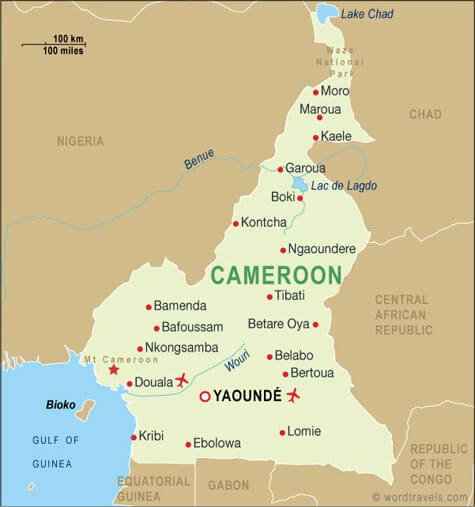politisch karte von kamerun